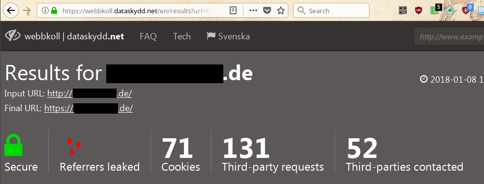 an average webshop: 71 cookies 131 third-party requests and 52 third-parties contacted
